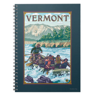 Cuaderno VermontRiver que transporta escena en balsa