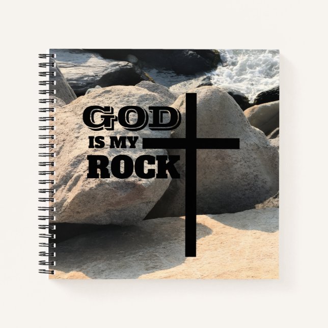Cuaderno Versículo Bíblico de Dios es Mi Roca Cruz Negra Cr (Anverso)