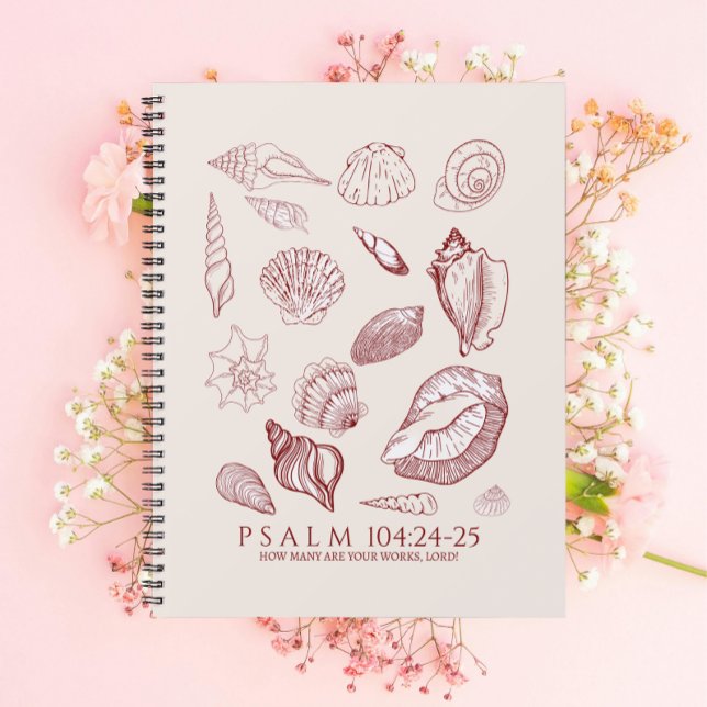 Cuaderno Versículo de la Biblia de conchas marinas (Seashell Bible Verse Notebook. Perfect Christian gift, for Bible study or note taking.)