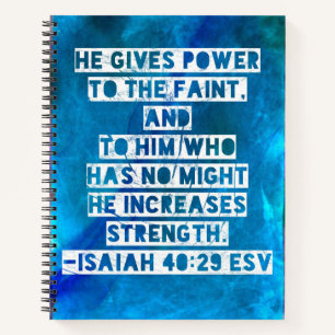 Cuaderno Versículo de la Biblia Isaías 40:29