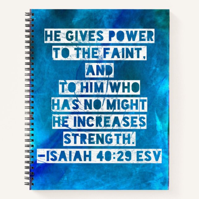 Cuaderno Versículo de la Biblia Isaías 40:29 (Anverso)