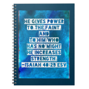 Cuaderno Versículo de la Biblia Isaías 40:29