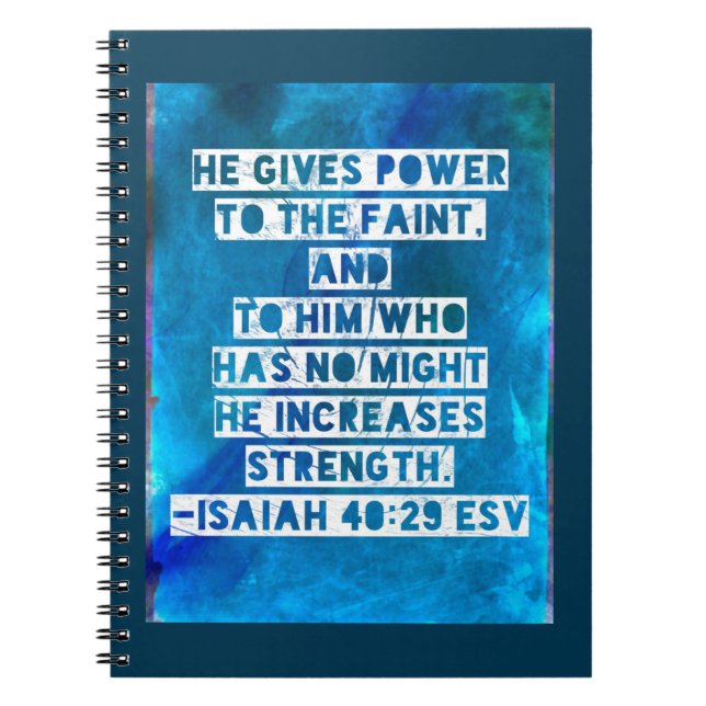 Cuaderno Versículo de la Biblia Isaías 40:29 (Frente)