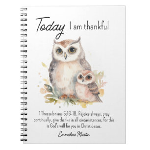 Cuaderno Versículos Bíblicos de Gratitud Cristiana Búhos