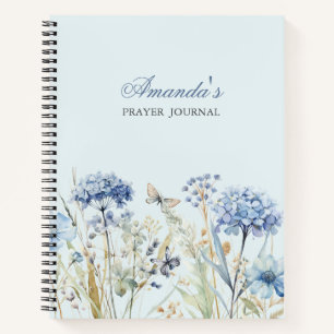 Cuaderno Verso de la Biblia floral Azul personalizada