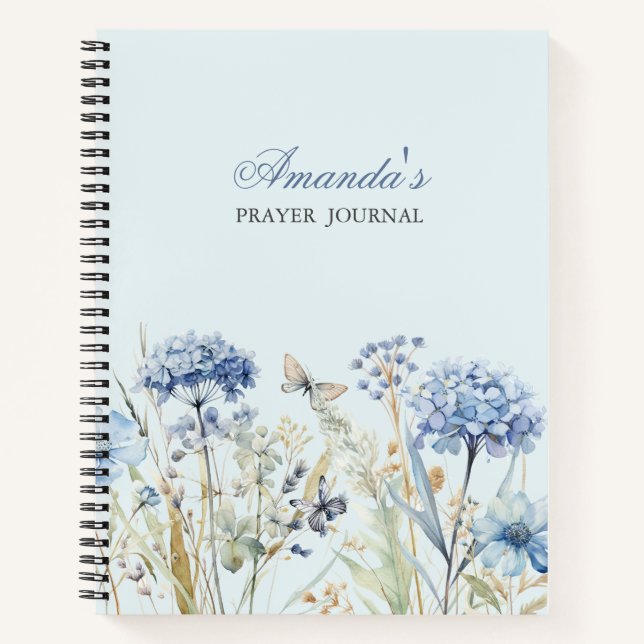 Cuaderno Verso de la Biblia floral Azul personalizada (Anverso)