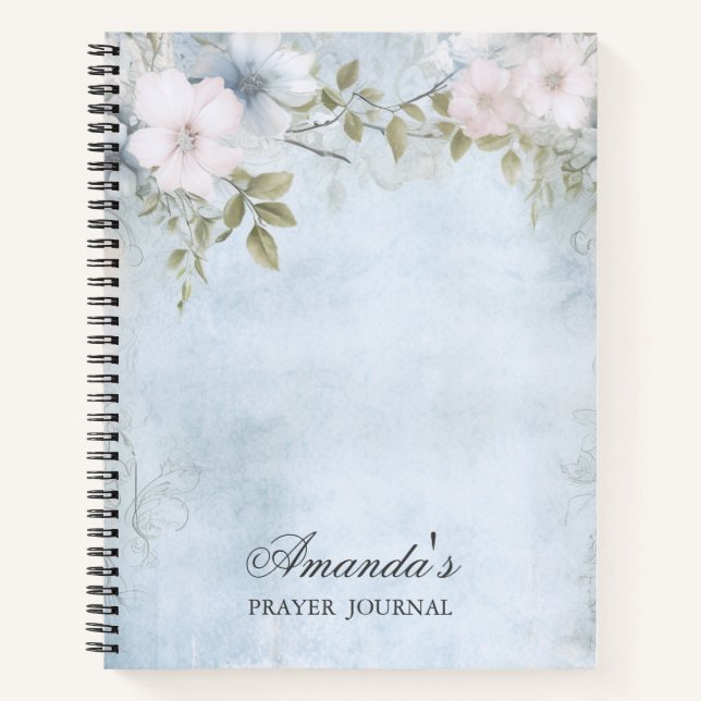 Cuaderno Verso de la Biblia floral Azul personalizada (Anverso)