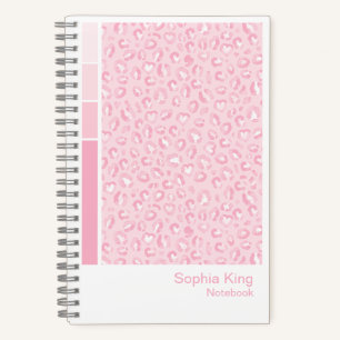 Cuaderno vertical de paleta de leopardo rosa suave