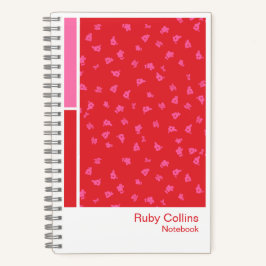 Cuaderno Vertical de Paleta Floral Ditsy Rojo