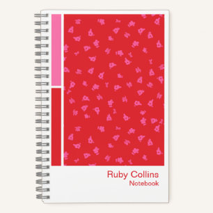 Cuaderno Vertical de Paleta Floral Ditsy Rojo