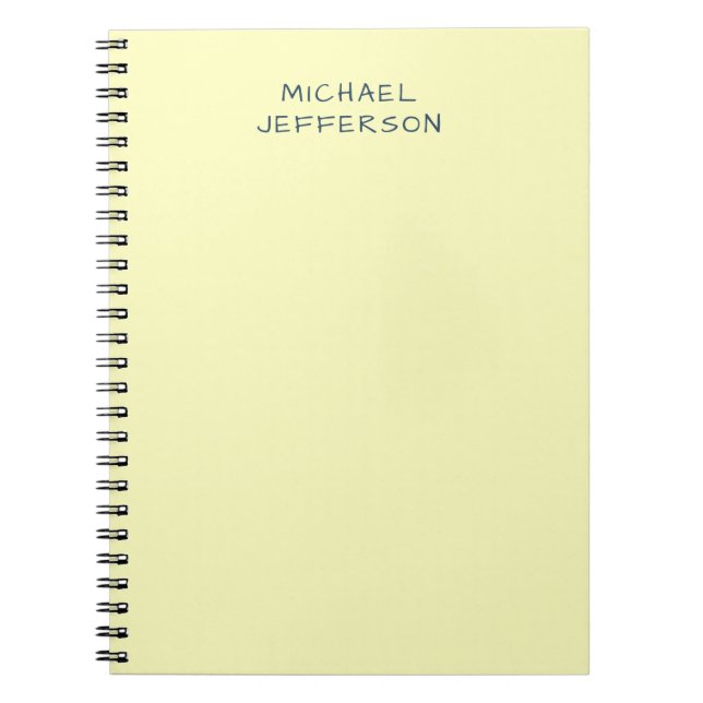 Cuaderno Very Pale Yellow Minimalist Plain Modern Name (Frente)