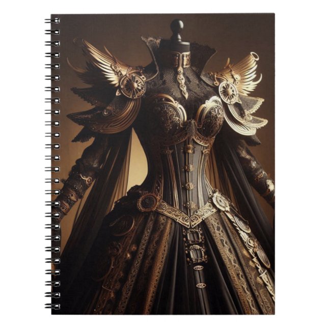 Cuaderno Vestíbulo de Emperatriz Negro y Oro de Steampunk V (Frente)