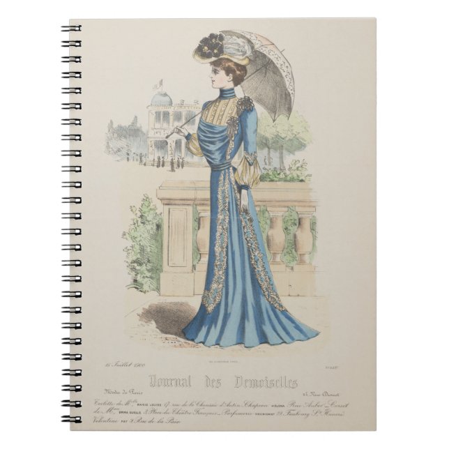 Cuaderno Vestido azul victoriano París Anuncio francés de é (Frente)
