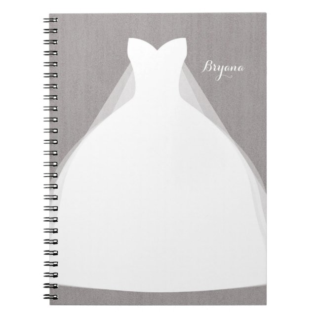 Cuaderno Vestido boda Glamour moderno ducha de novia gris (Frente)