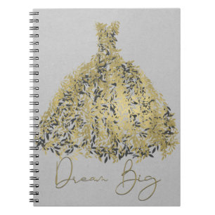 Cuaderno Vestido Botánico Moderno Gris Natural Dorado Sueña