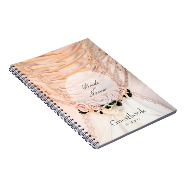 Cuaderno Vestido de novia blanco con libro de Boda de Rosas (Lado Derecho)