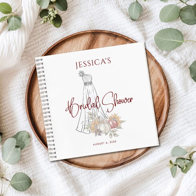 Cuaderno Vestido de novia con flores de otoño para invitada (Subido por el creador)