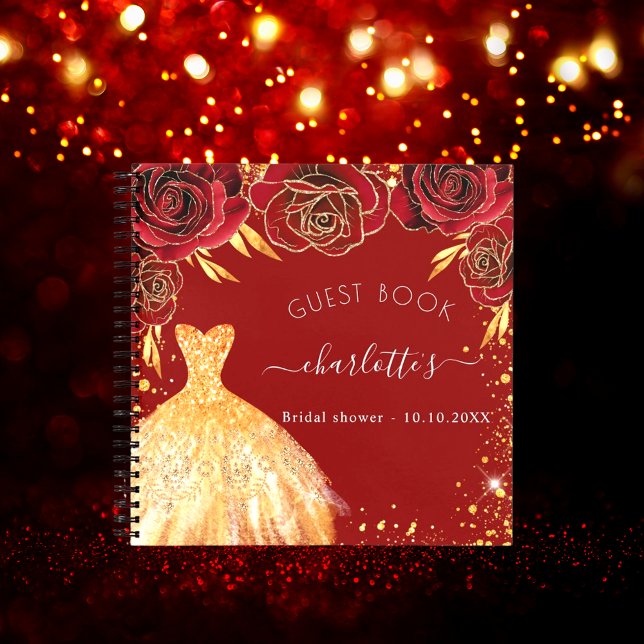 Cuaderno Vestido de purpurina dorado rojo ducha de novia li (Subido por el creador)