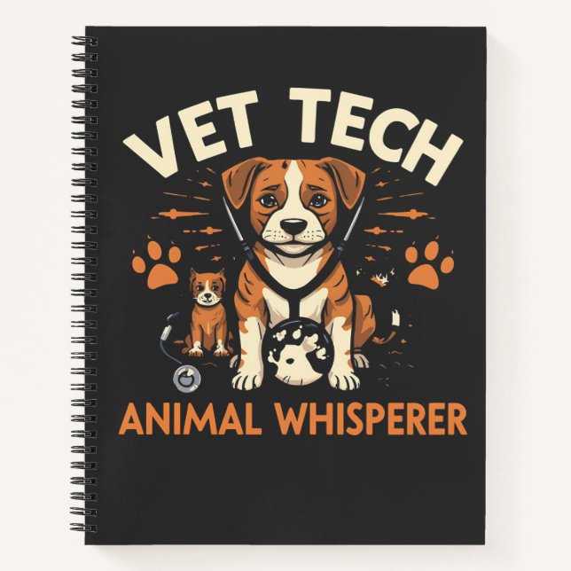 Cuaderno Vet Tech Animal Whisperer Cute Cuppy Stethoscope (Anverso)