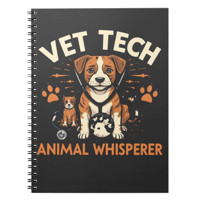 Cuaderno Vet Tech Animal Whisperer Cute Cuppy Stethoscope (Frente)