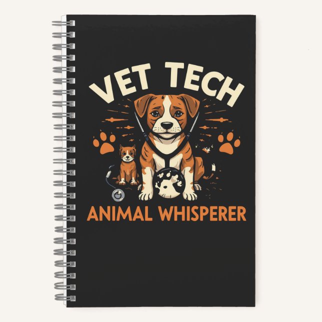 Cuaderno Vet Tech Animal Whisperer Cute Cuppy Stethoscope (Anverso)