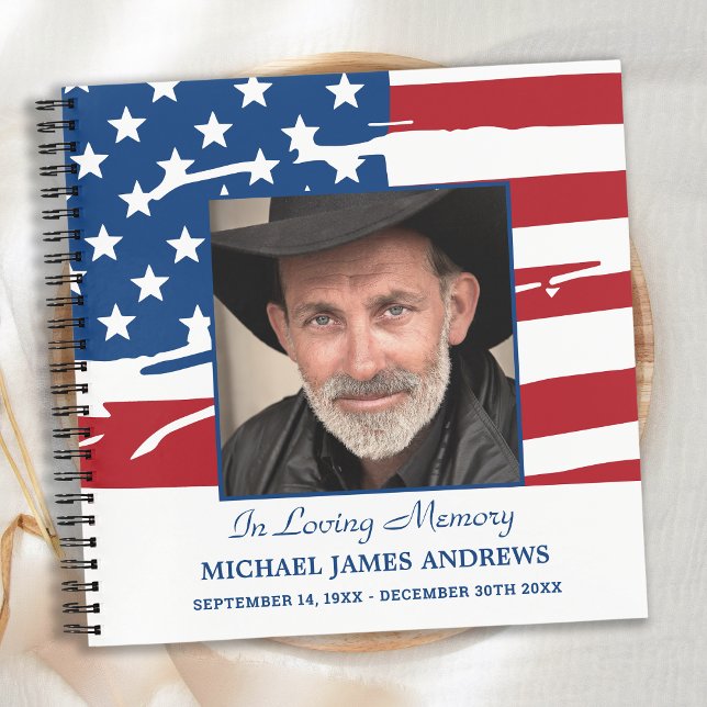 Cuaderno Veterano Memorial American Flag Funeral Guestbook (Subido por el creador)