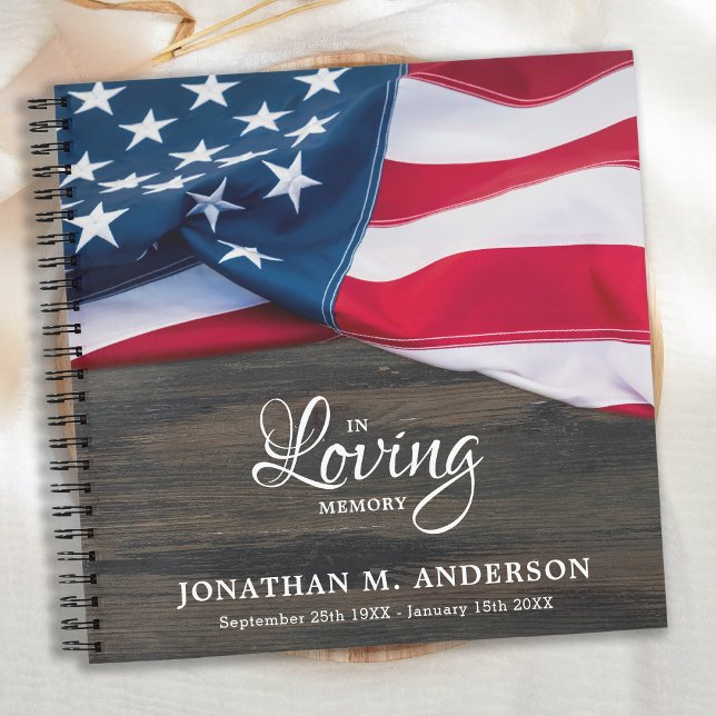 Cuaderno Veterano Memorial American Flag Funeral GuestBook (Subido por el creador)