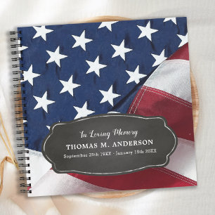 Cuaderno Veterano Memorial US Flag Funeral GuestBook