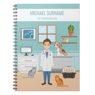 Cuaderno Veterinario Médico Vet Mascota Animal Doctor Azul