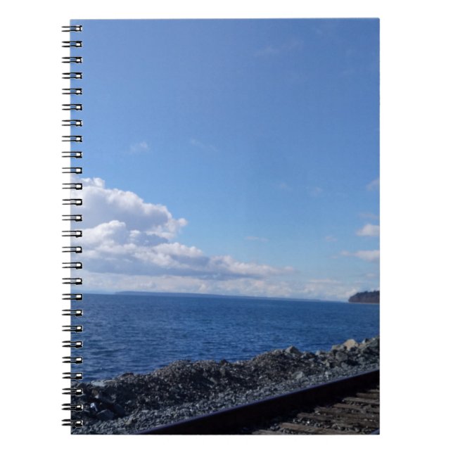 Cuaderno vía marítima y de tren bajo cielo azul (Frente)