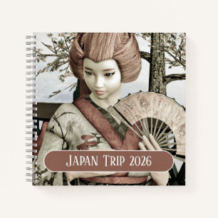 Cuaderno Viaje a Japón 2026 Arte Vintage Geisha Sakura