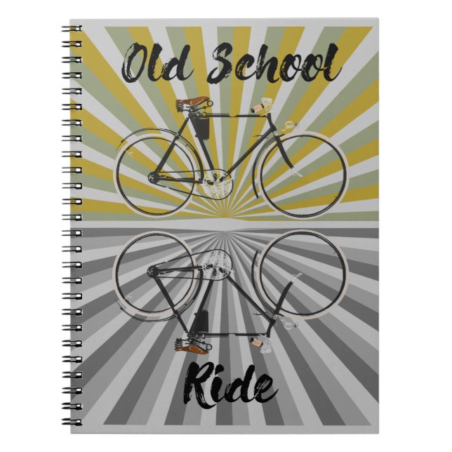 Cuaderno Viaje a la vieja escuela, bicicleta retro, nerd, v (Frente)
