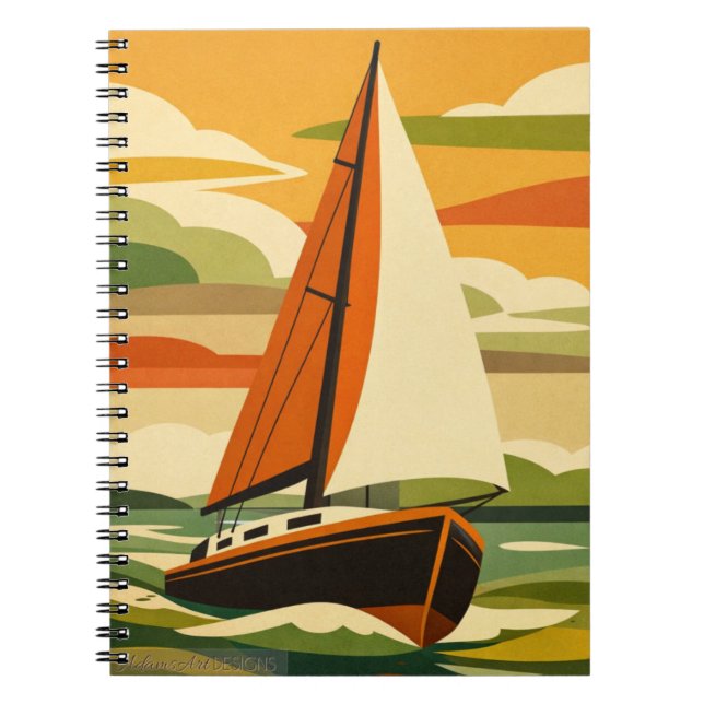 Cuaderno Viaje al Atardecer en Velero Retro (Frente)