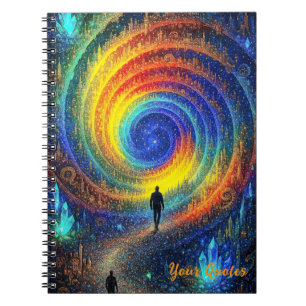 Cuaderno Viaje Cósmico Galaxia Arcoíris Luz Surrealista