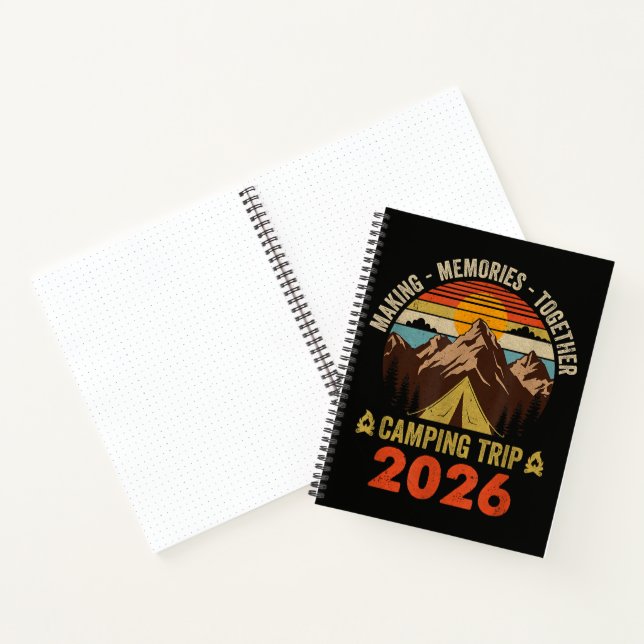 Cuaderno Viaje de camping familiar al atardecer retro 2026 (Interior)