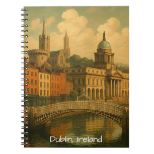 Cuaderno Viaje de Dublín Viaje Retro Arte Ciudad de Irlanda