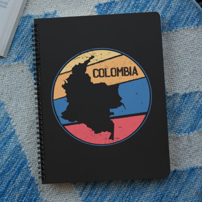 Cuaderno Viaje de época Colombia Mapa colorido (Vintage Travel Colombia Map Colorful Notebook)