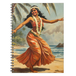 Cuaderno Viaje de estilo vintage en Hawái Chica bailando