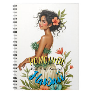 Cuaderno Viaje de estilo vintage en Hawái Honolulu Hula Chi
