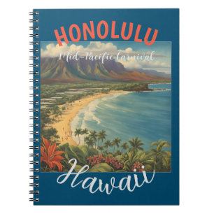 Cuaderno Viaje de estilo vintage en Hawái Honolulu Mid-Paci
