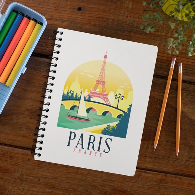 Cuaderno Viaje de París Francia (Paris France retro vintage travel notebook)