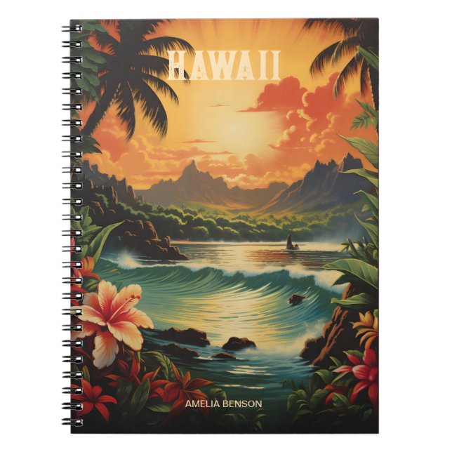 Cuaderno Viaje de playa tropical de Hawái (Frente)