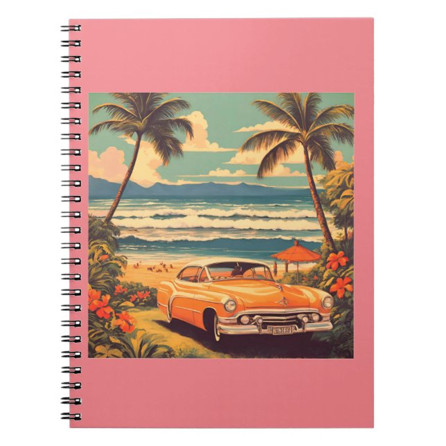Cuaderno Viaje en automóvil de época hawaiano Honolulu Mid- (Frente)