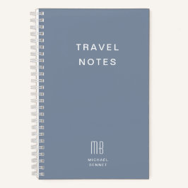 Cuaderno Viaje en monograma azul turbio y moderno