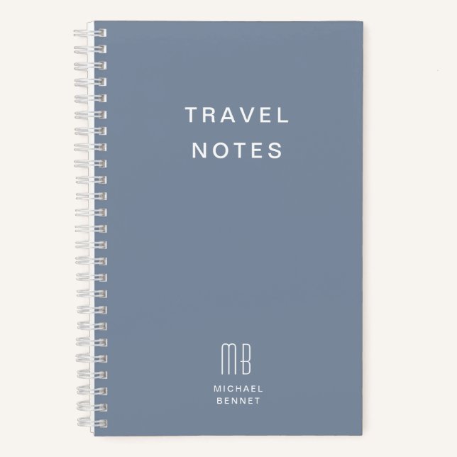 Cuaderno Viaje en monograma azul turbio y moderno (Anverso)