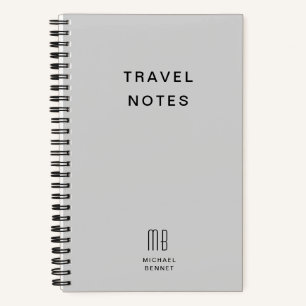 Cuaderno Viaje en monograma gris moderno