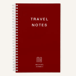 Cuaderno Viaje en monograma moderno de borgoña