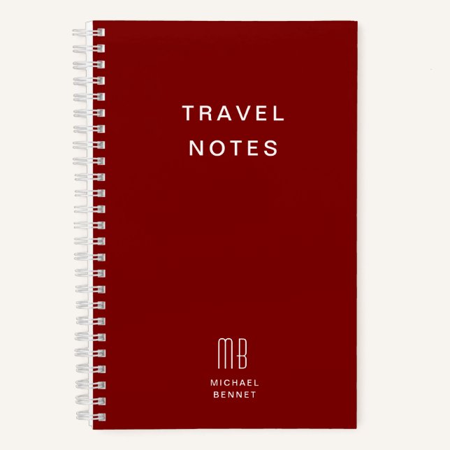 Cuaderno Viaje en monograma moderno de borgoña (Anverso)