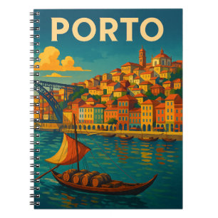 Cuaderno Viaje en Porto Portugal de color vintage