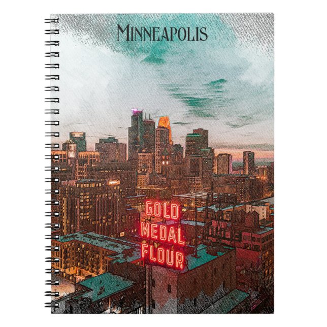 Cuaderno Viaje en Skyline de Viaje de Minneapolis Minnesota (Frente)